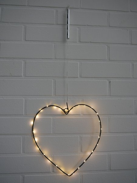 LED-LEUCHTHERZ, 30 cm, schwarz, mit Timer
