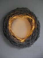 LED-LEUCHTHERZ, 45 cm, silber, mit Timer