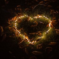 LED-LEUCHTHERZ, 45 cm, silber, mit Timer
