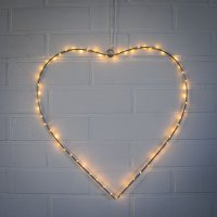 LED-LEUCHTHERZ, 45 cm, silber, mit Timer