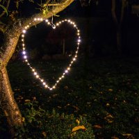 LED-LEUCHTHERZ, 45 cm, silber, mit Timer