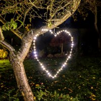 LED-LEUCHTHERZ, 45 cm, silber, mit Timer