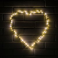 LED-LEUCHTHERZ, 45 cm, silber, mit Timer