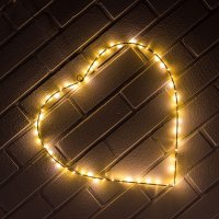 LED-LEUCHTHERZ, 45 cm, silber, mit Timer