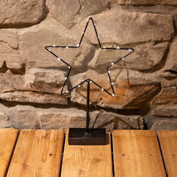 LED-LEUCHTSTERN AUF FUSS, 40 cm, schwarz, mit Timer