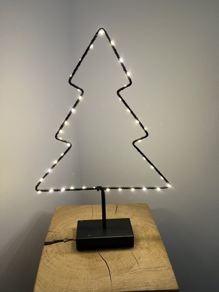 LED-LEUCHTTANNE AUF FUSS, 40 cm, schwarz, mit Timer