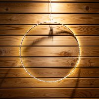 LED-LEUCHTRING, 40 cm, silber, mit Timer