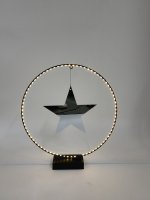 LED-RING auf Sockel mit Stern, schwarz, 35 cm