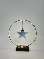 LED-RING auf Sockel mit Stern, schwarz, 25 cm