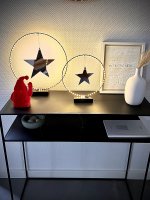 LED-RING auf Sockel mit Stern, schwarz, 25 cm