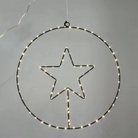 LED-LEUCHTRING MIT STERN, 40 cm, schwarz, mit Timer