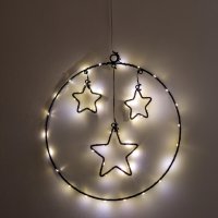 LED-LEUCHTRING MIT 3 STERNEN, 30 cm, Batteriestick,...