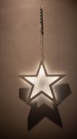 LED-HOLZ-LEUCHTSTERN, 30 cm, weiß, Batteriestick