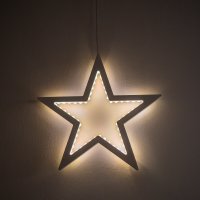 LED-HOLZ-LEUCHTSTERN, 30 cm, weiß, Batteriestick