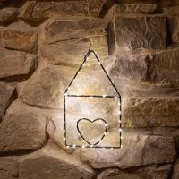 LED-LICHTHAUS MIT HERZ, 27 cm, schwarz, mit Batteriestick...