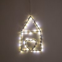 LED-LICHTHAUS MIT HERZ, 27 cm, schwarz, mit Batteriestick...