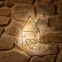 LED-LICHTHAUS MIT HERZ, 27 cm, schwarz, mit Batteriestick und Timer